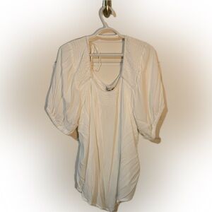 Alexander Jordan White Boho Blouse – 1X – Smocked Square Neckline